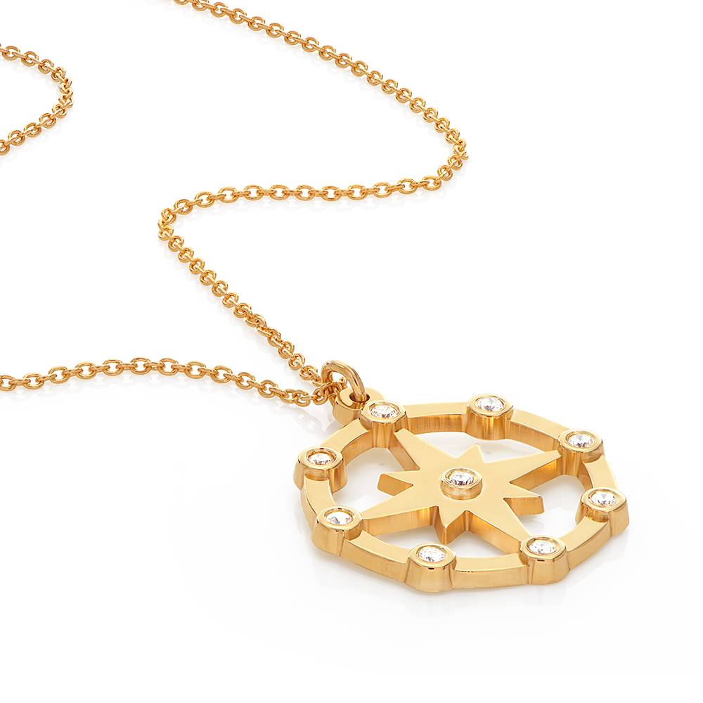 Twinkling Northern Star Necklace with Diamonds in 18ct Gold Plating-1 product photo
