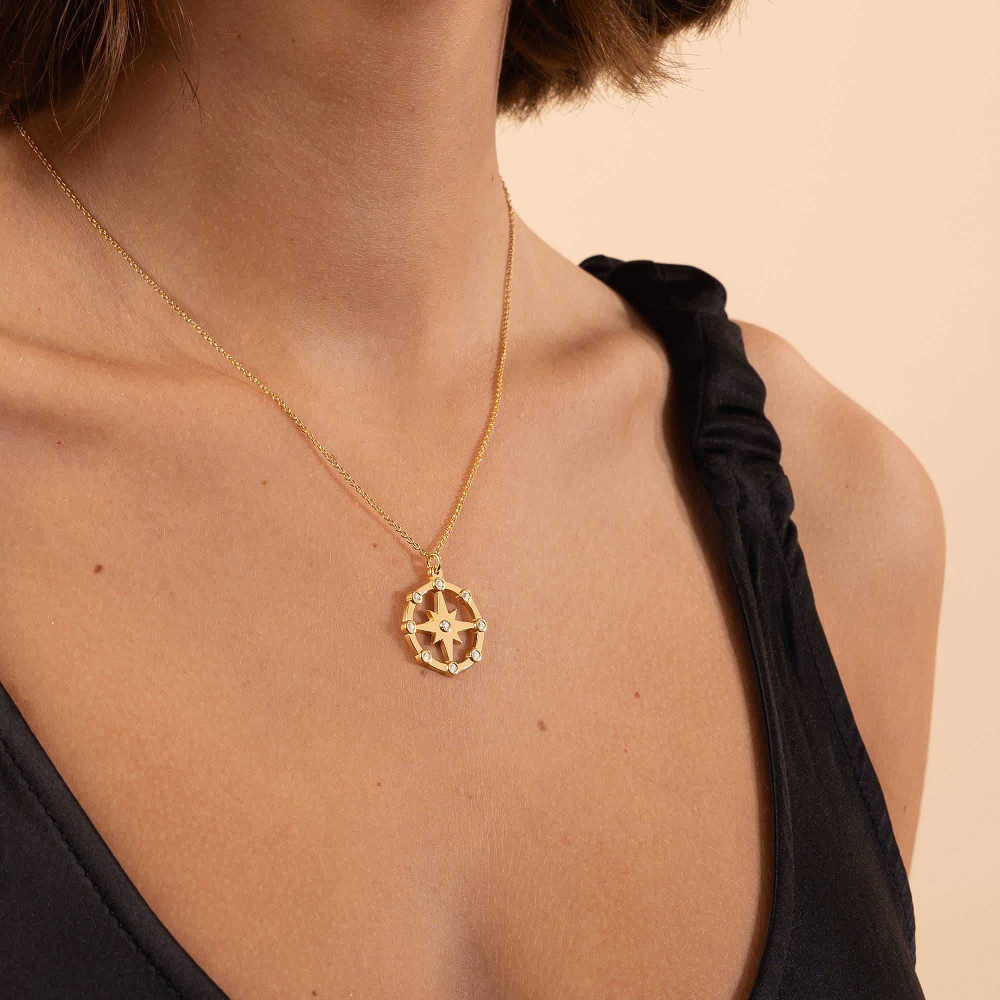 Twinkling Northern Star Necklace with Diamonds in 18ct Gold Vermeil-4 product photo