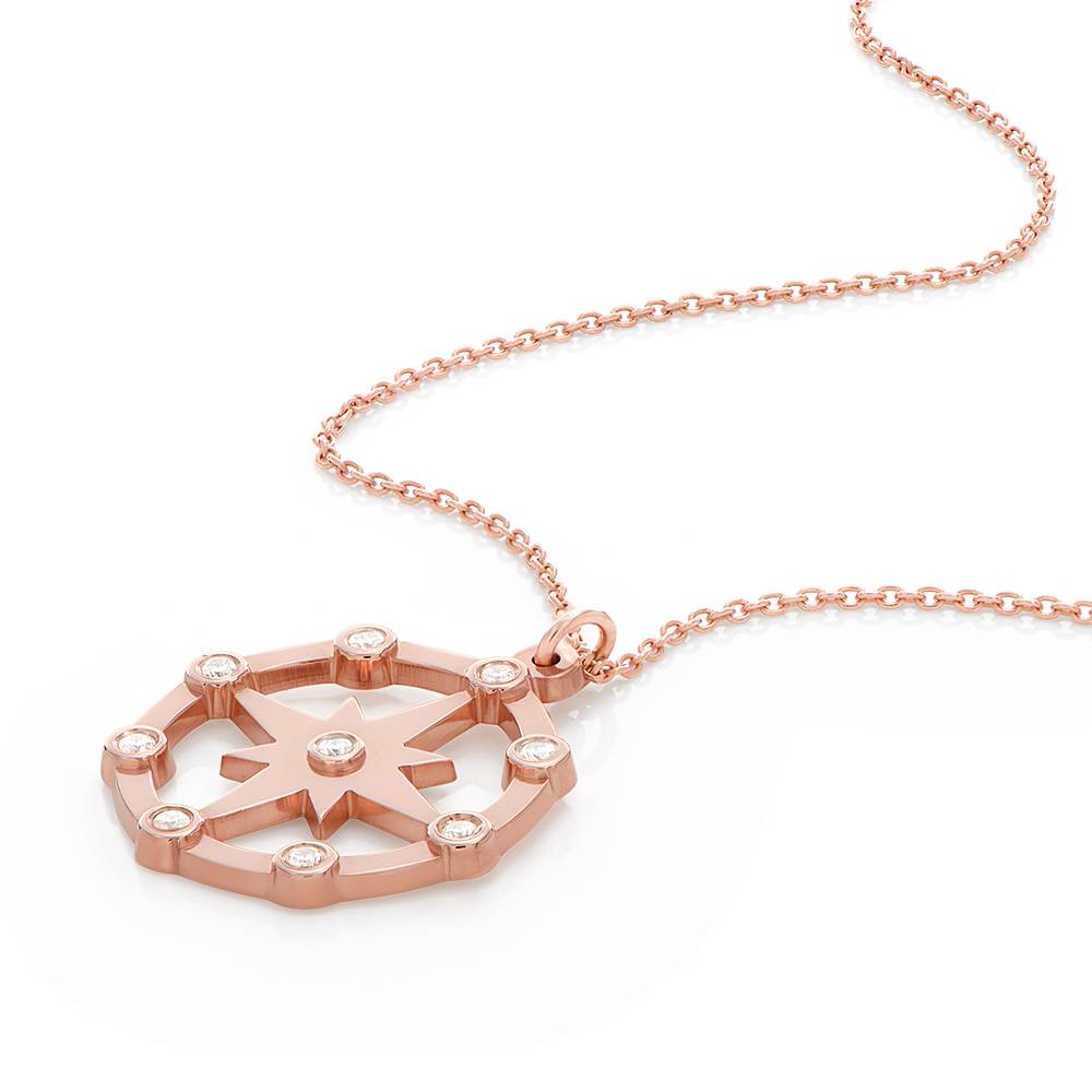 Twinkling Northern Star Necklace with Diamonds in 18K Rose Gold product photo