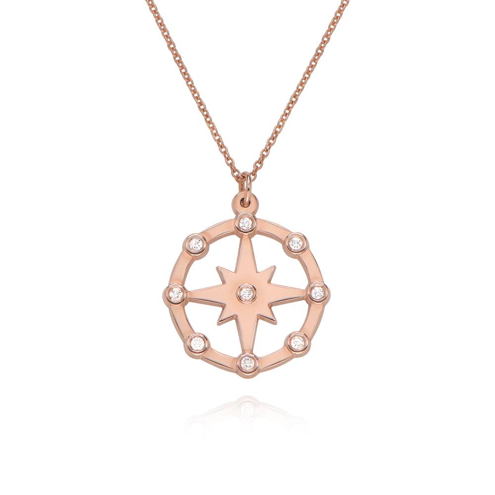 Twinkling Northern Star Necklace with Diamonds in 18K Rose Gold Plating-4 product photo