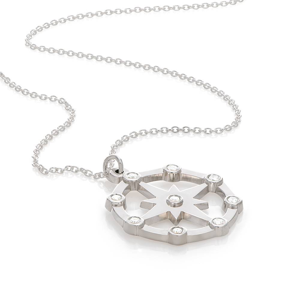 Twinkling Northern Star Necklace with Diamonds in Sterling Silver-3 product photo