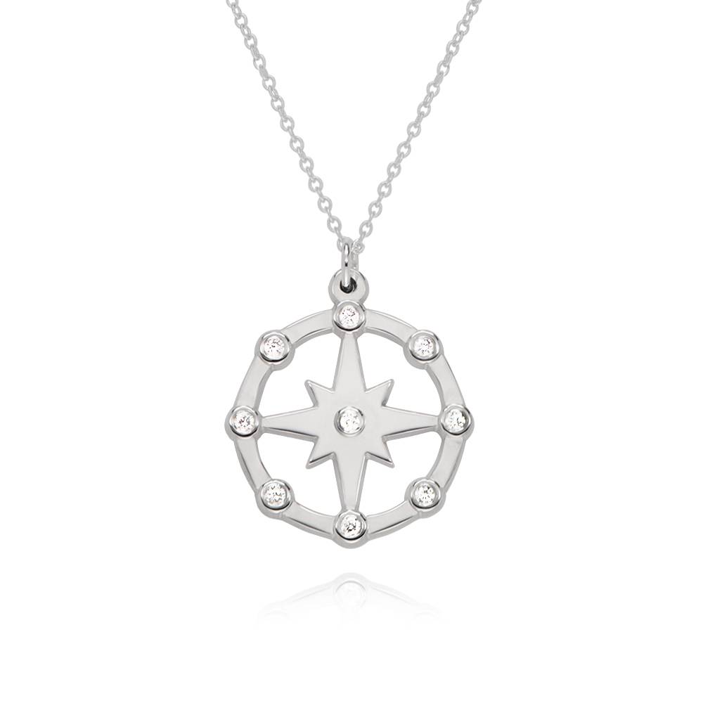 Twinkling Northern Star Necklace with Diamonds in Sterling Silver-4 product photo