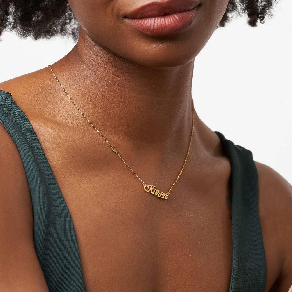 Twirl Script Name Necklace with Diamond in 18K Gold Plating-4 product photo