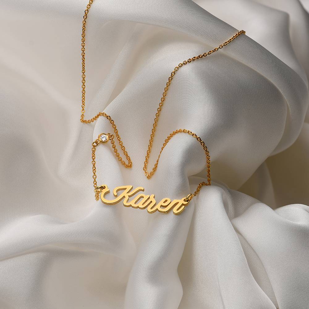 Twirl Script Name Necklace with Diamond in 18K Gold Plating-2 product photo