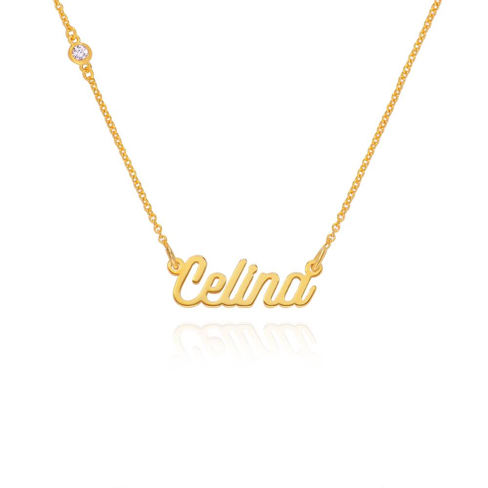 Twirl Script Collana con Nome con Diamante in Oro Vermeil 18K-4 foto del prodotto