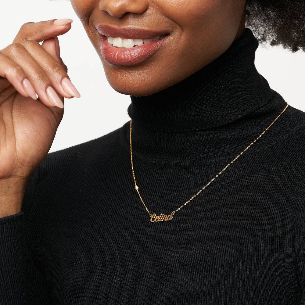 Twirl Script Name Necklace with Diamond in 18ct Gold Vermeil-1 product photo