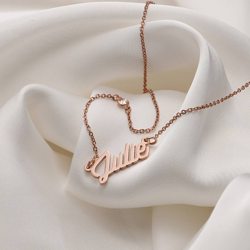 Twirl Script Name Necklace with Diamond in 18ct Rose Gold Plating-2 product photo