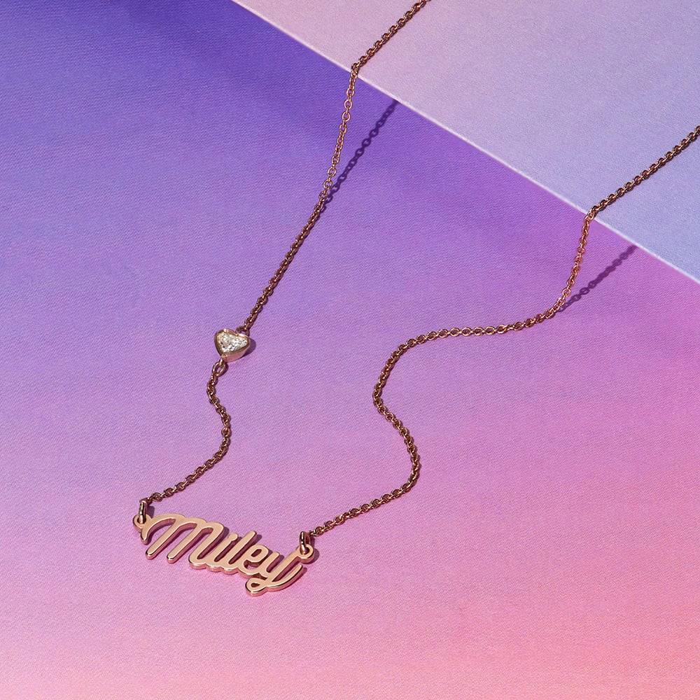 Twirl Script Name Necklace With Heart Diamond in 18ct Rose Gold Plating product photo