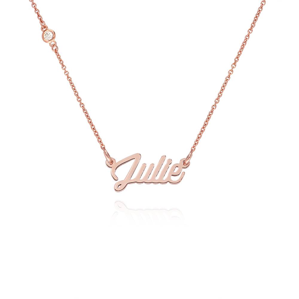 Twirl-script naamketting met diamant in 18k rosé-goud verguld zilver Productfoto