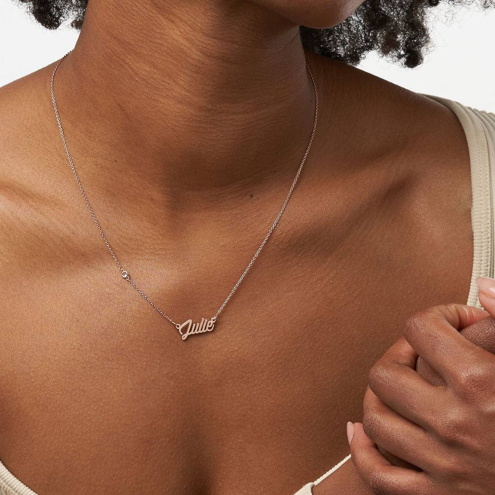 Twirl Script Name Necklace with Diamond in 18ct Rose Gold Plating-4 product photo