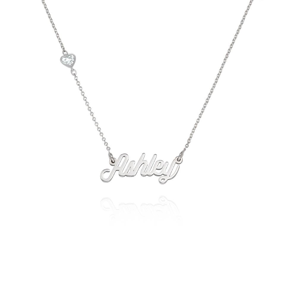 Twirl Script Name Necklace With Heart Diamond in Sterling Silver-3 product photo