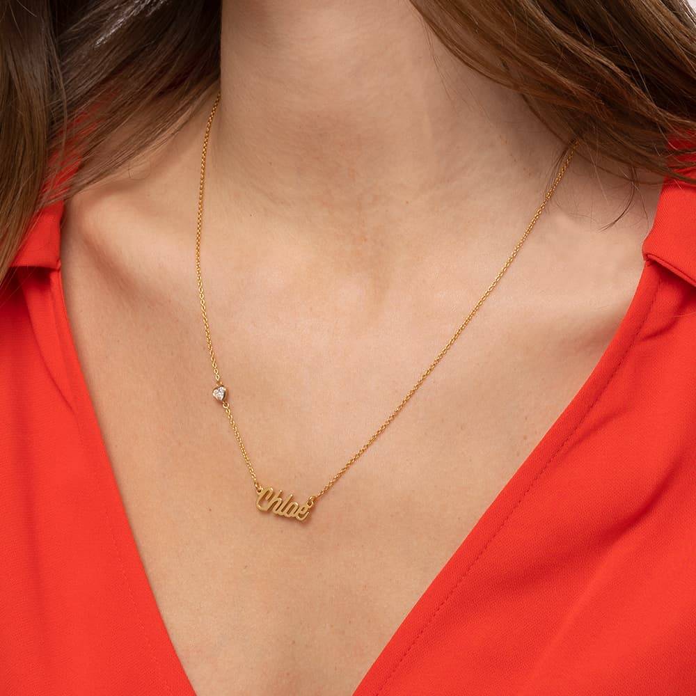 Twirl Script Name Necklace With Heart Diamond in 18ct Gold Plating-2 product photo