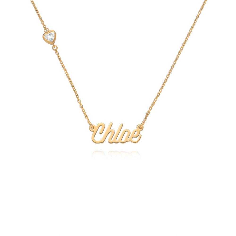 Twirl Script Name Necklace With Heart Diamond in 18ct Gold Plating product photo