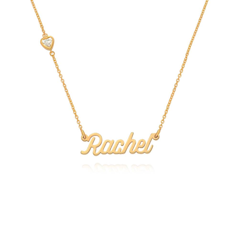 Twirl Script Name Necklace With Heart Diamond in 18ct Gold Vermeil product photo
