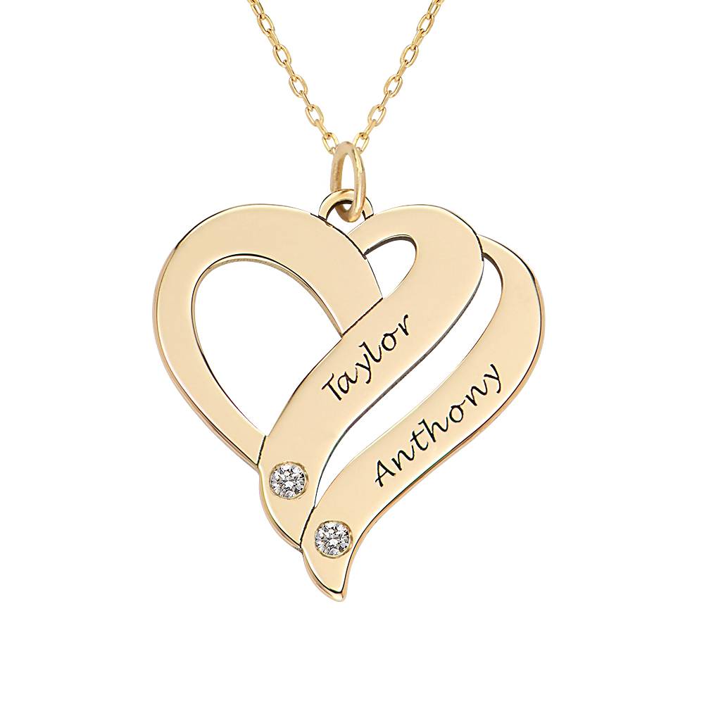 Two Hearts Forever One Necklace with Diamonds in 10K Yellow Gold product photo