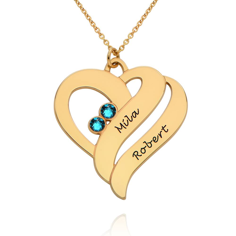Two Hearts Forever One Necklace with Birthstones in 18K Gold Plating product photo