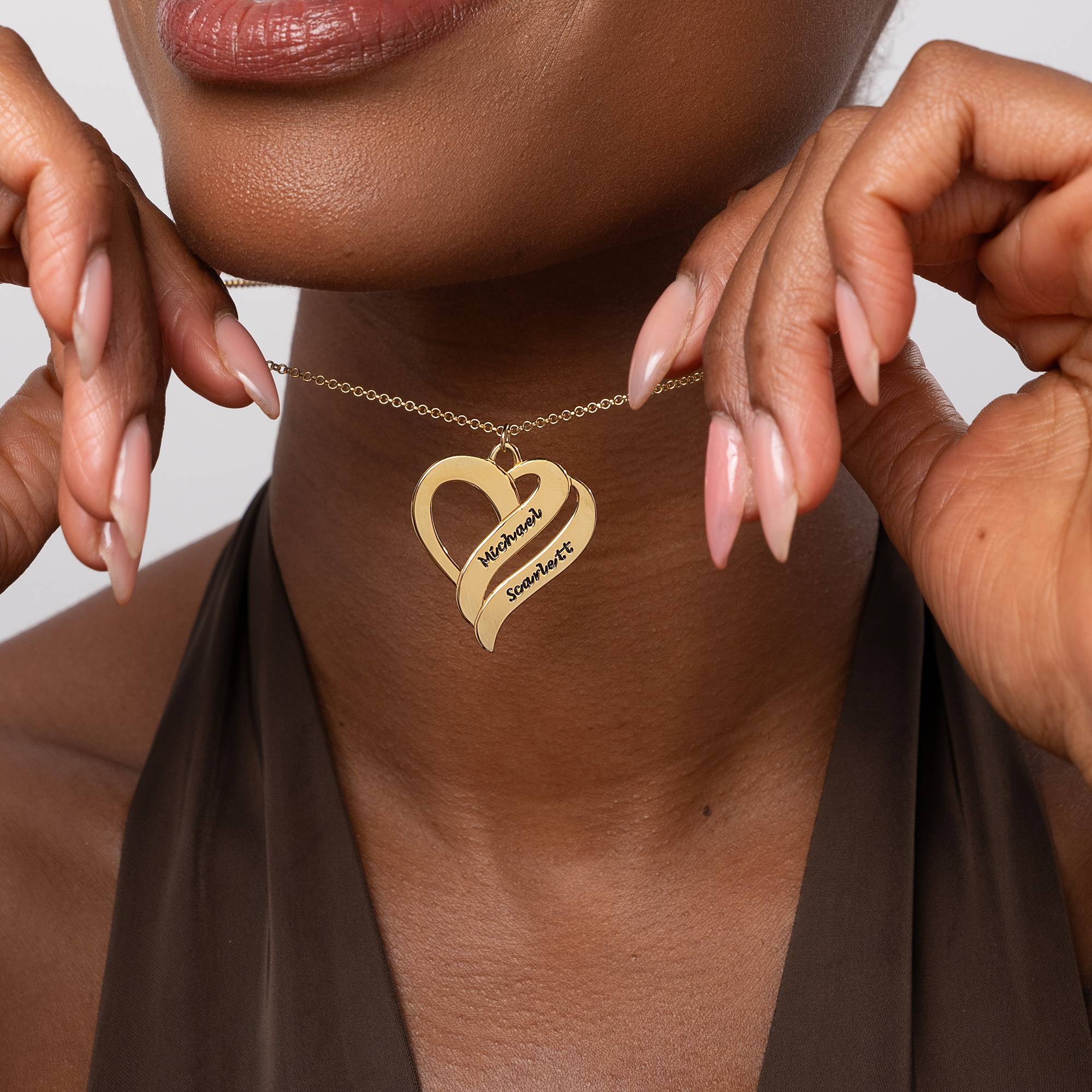 Collar Dos Corazones Por Siempre en Baño de Oro-4 foto de producto