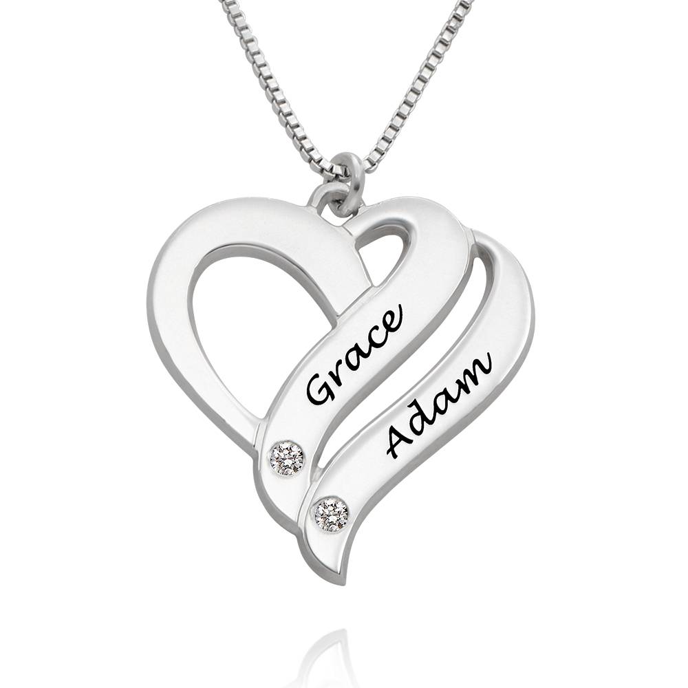 Two Hearts Forever One Necklace with Diamonds in Sterling Silver product photo