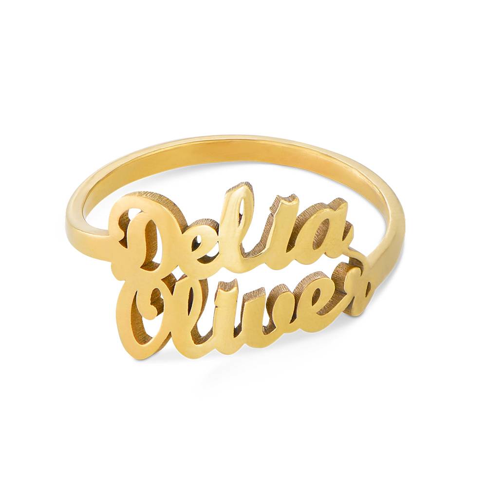 Script Double Name Ring in 18ct Gold Vermeil-2 product photo