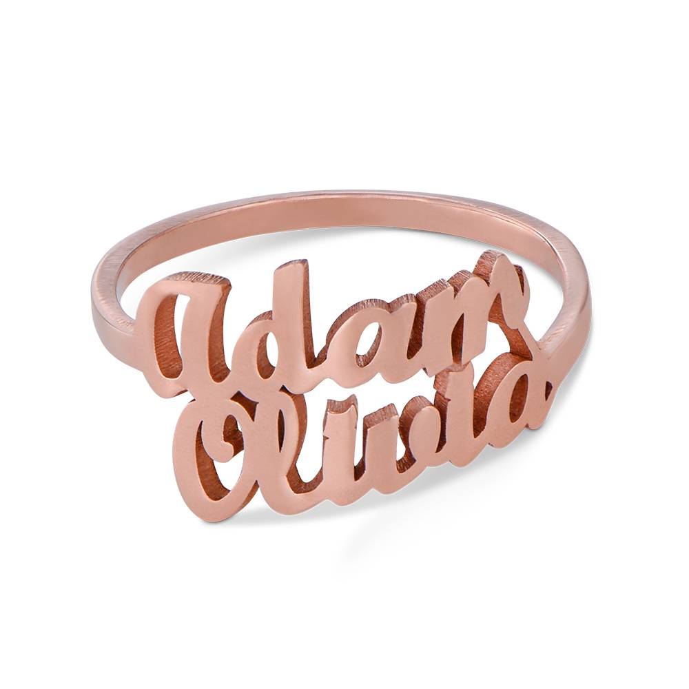 Script Double Name Ring in 18ct Rose Gold Plating-1 product photo