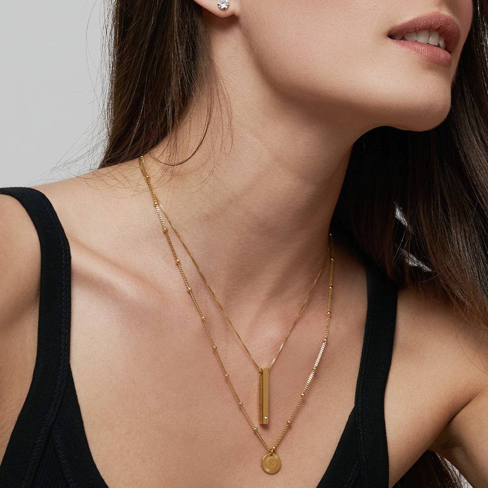 Totem 3D Bar Necklace in 18ct Gold Vermeil with Diamond-5 product photo