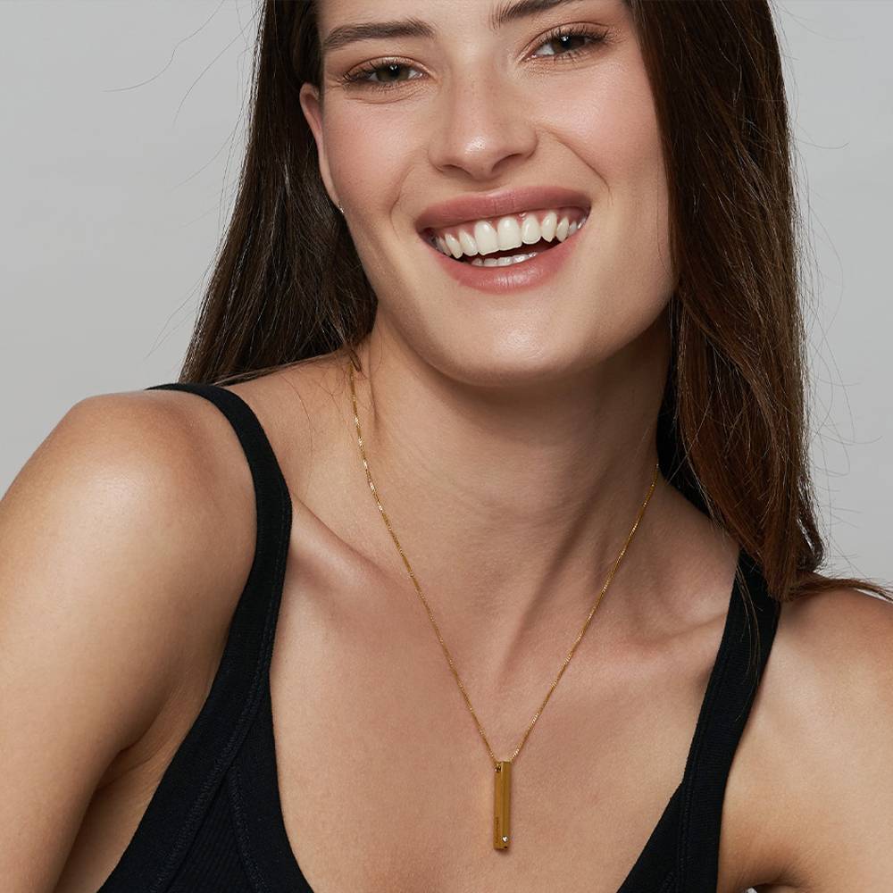 Totem 3D Bar Necklace in 18k Gold Vermeil with Diamond-2 product photo