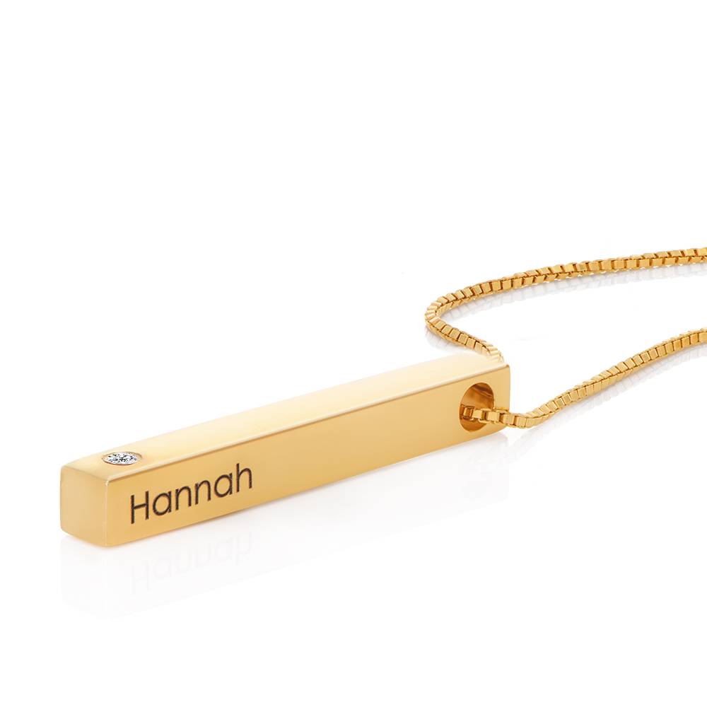 Totem 3D Bar Necklace in 18ct Gold Plating with Diamond-3 product photo