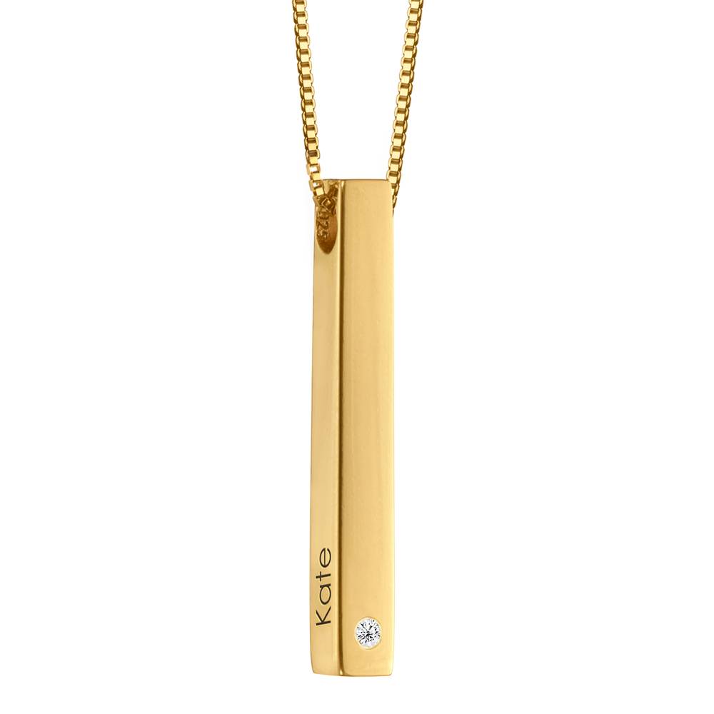 Totem 3D Bar Necklace with Diamond in 18ct Gold Plating product photo
