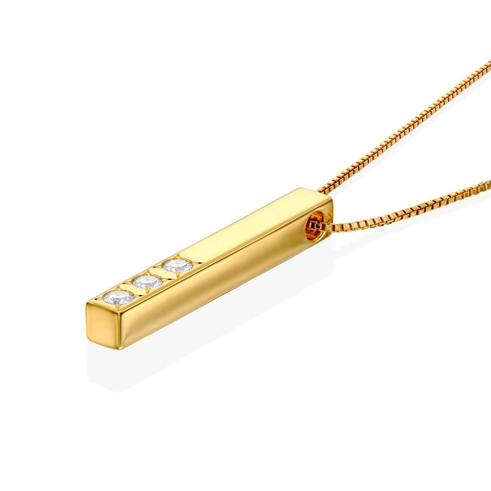 "Totem" collar de barra vertical 3D en Oro Vermeil de 18K con 1 a 3 Diamantes-2 foto de producto