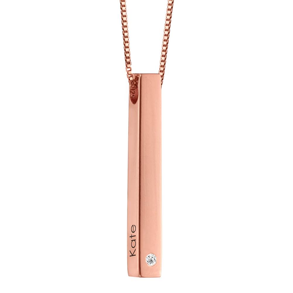 Collana barra Totem 3D placcata in oro rosa 18k con diamante-2 foto del prodotto