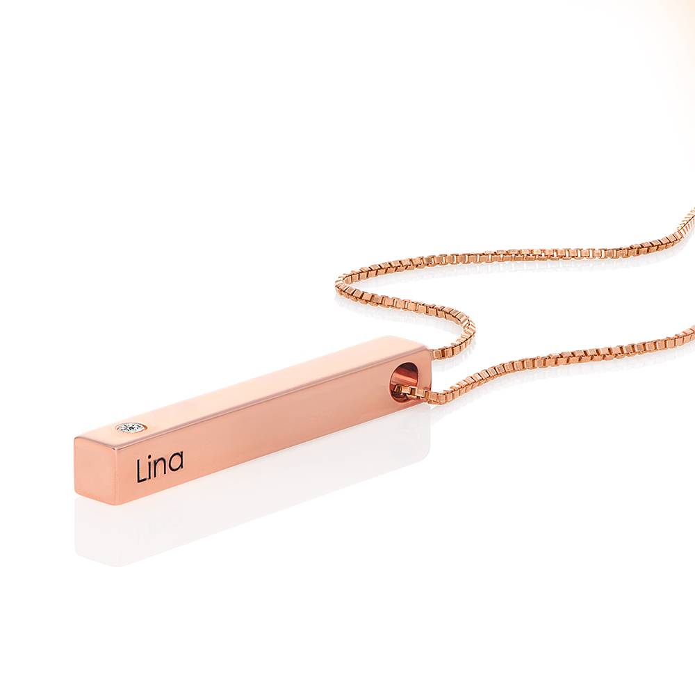 Totem 3D Bar Necklace with Diamond in 18ct Rose Gold Plating-6 product photo