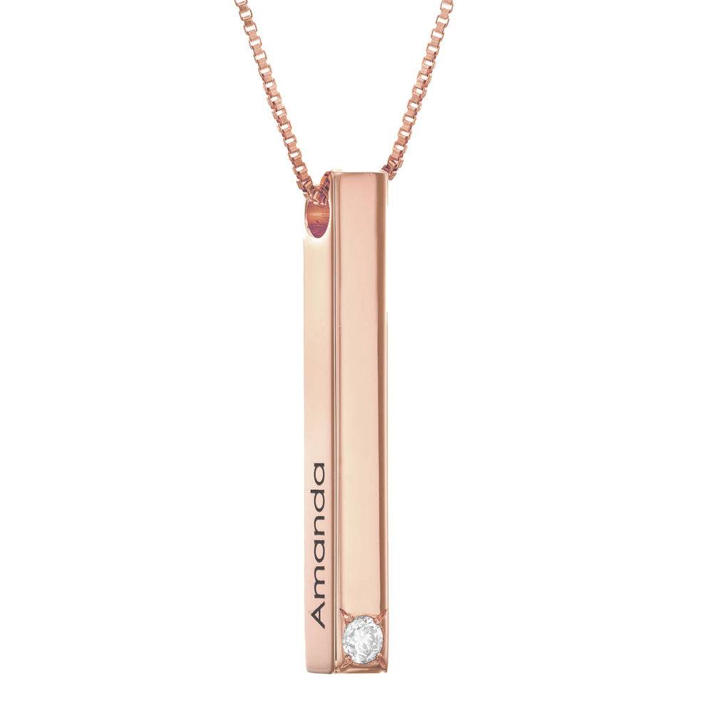 Collana barra Totem 3D placcata in oro rosa 18k con 1-3 diamanti foto del prodotto