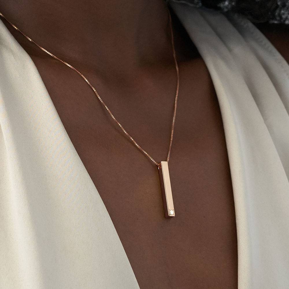Totem 3D Bar Necklace in 18ct Rose Gold Plating with 1-3 Diamonds-5 product photo