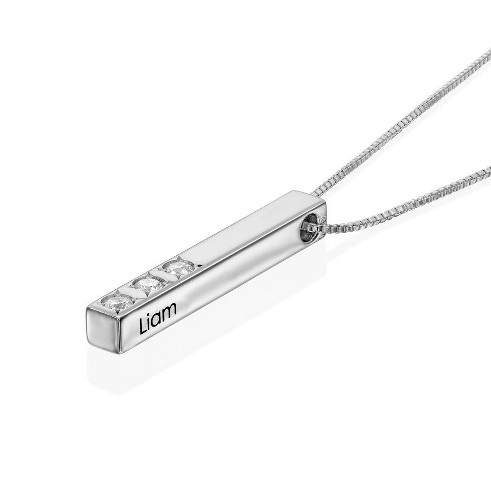 "Totem" collar de barra vertical 3D en Plata de Ley con 1 a 3 Diamantes foto de producto