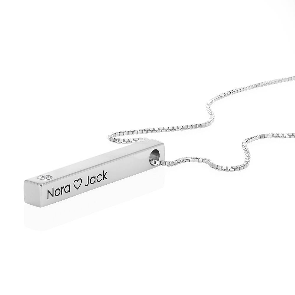 Totem 3D Bar Necklace with Diamond in Sterling Silver-1 product photo