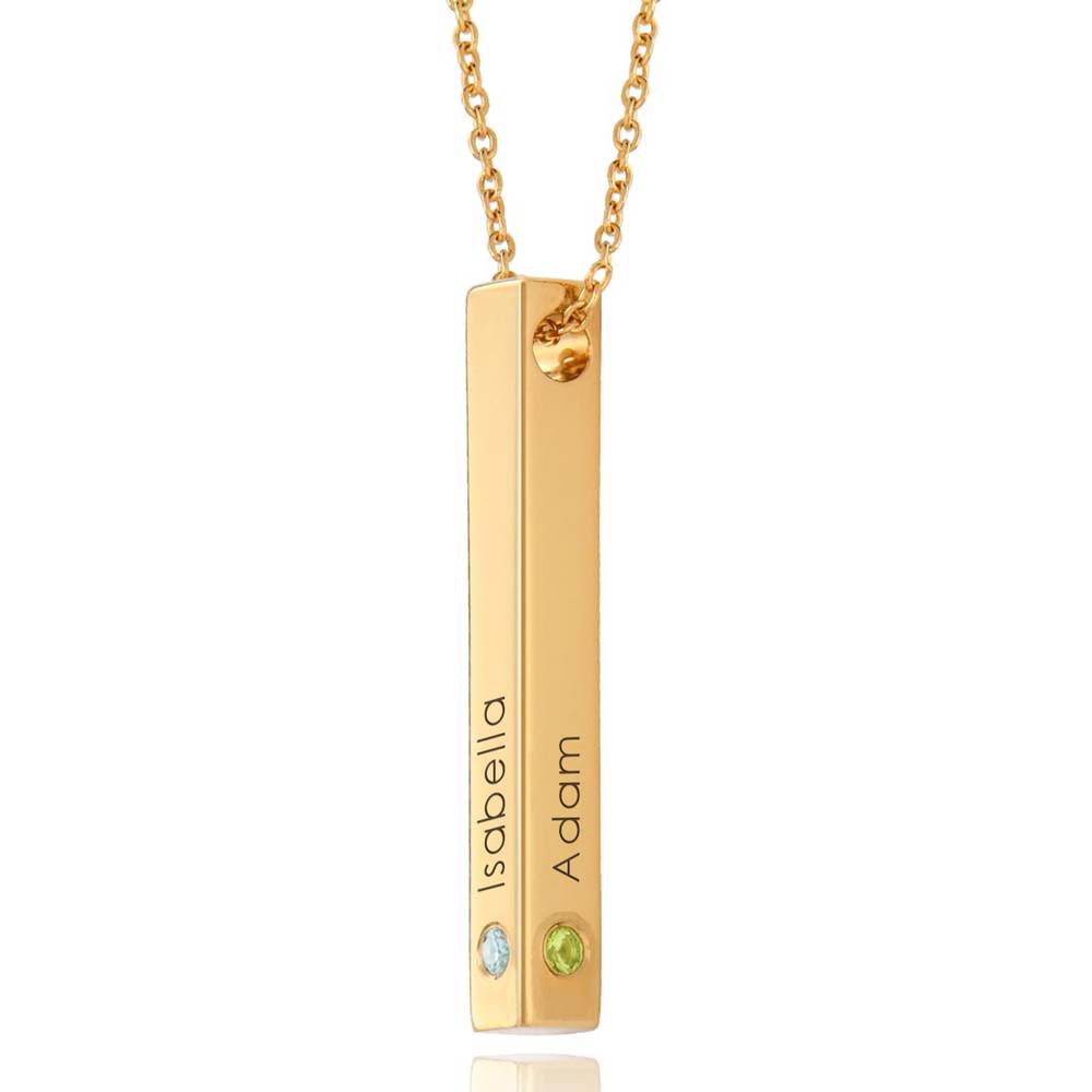 Totem 3D Bar Necklace with Birthstones in 18ct Gold Vermeil product photo