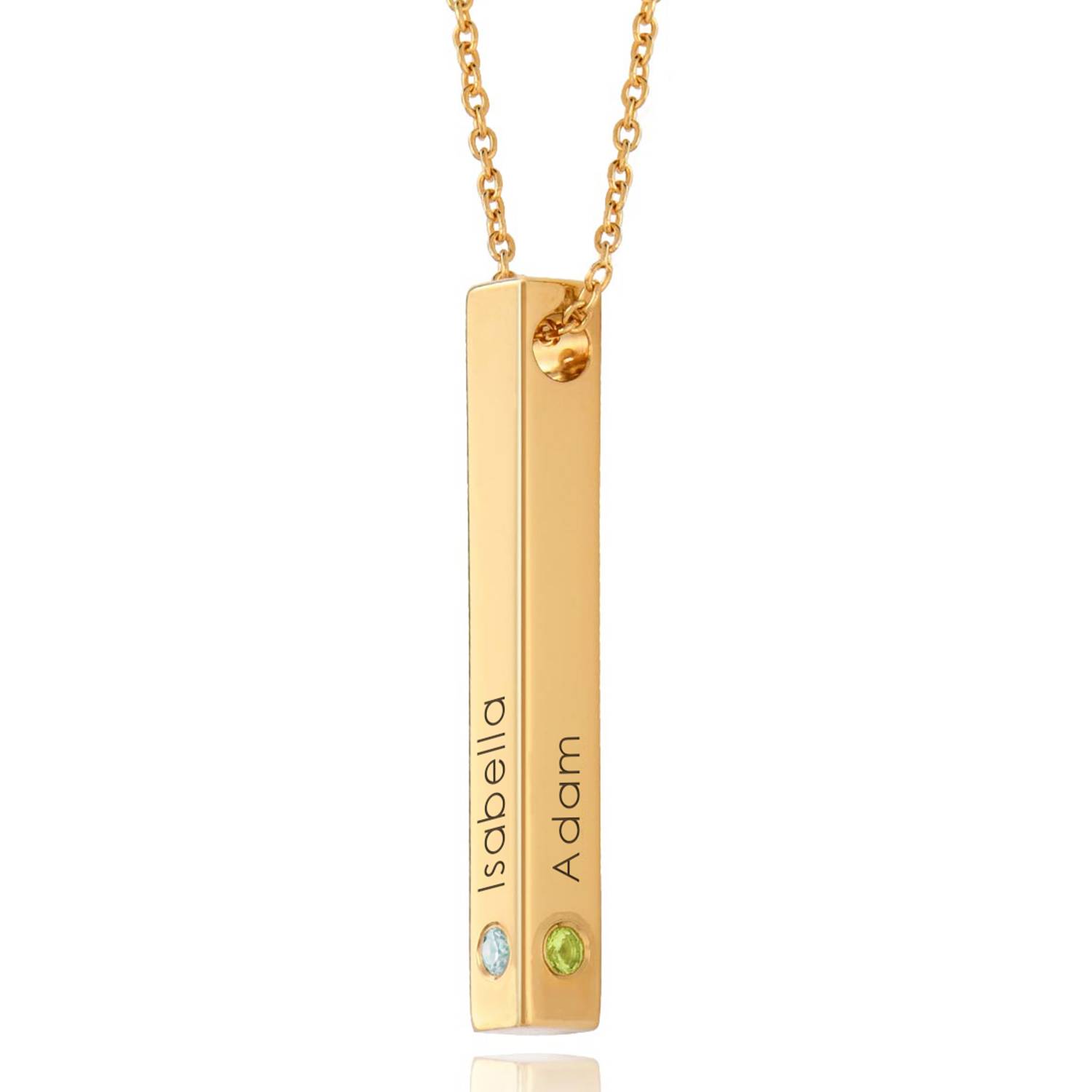 Totem 3D Bar Necklace with Birthstones in 18ct Gold Vermeil-6 product photo