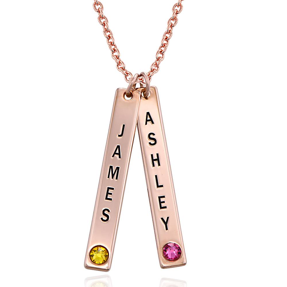 Vertical Bar Necklace with Birthstone in 18K Rose Gold Plating-2 product photo