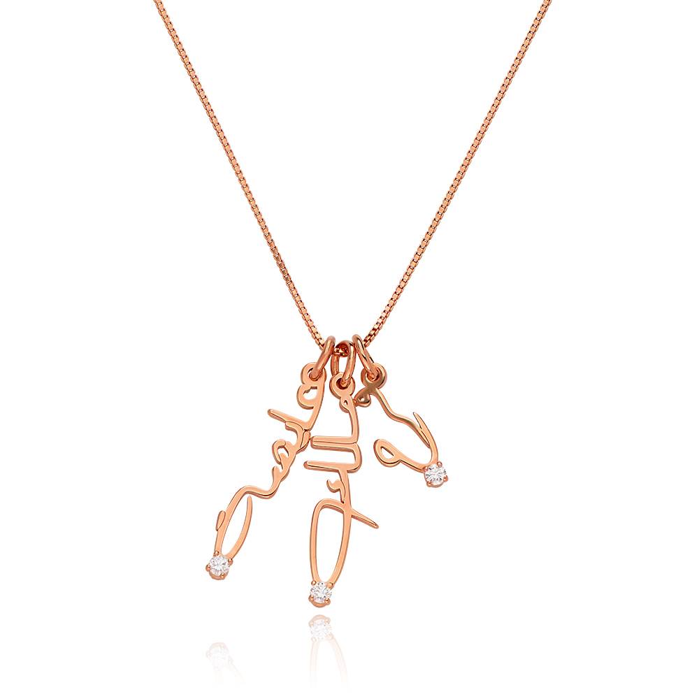 Collar vertical con nombre árabe y diamante chapado en oro rosa 18K foto de producto