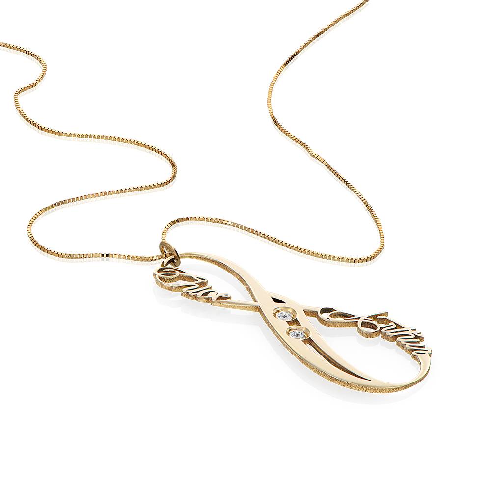Vertical Infinity Name Necklace 14ct Yellow Gold with Birthstones-1 product photo