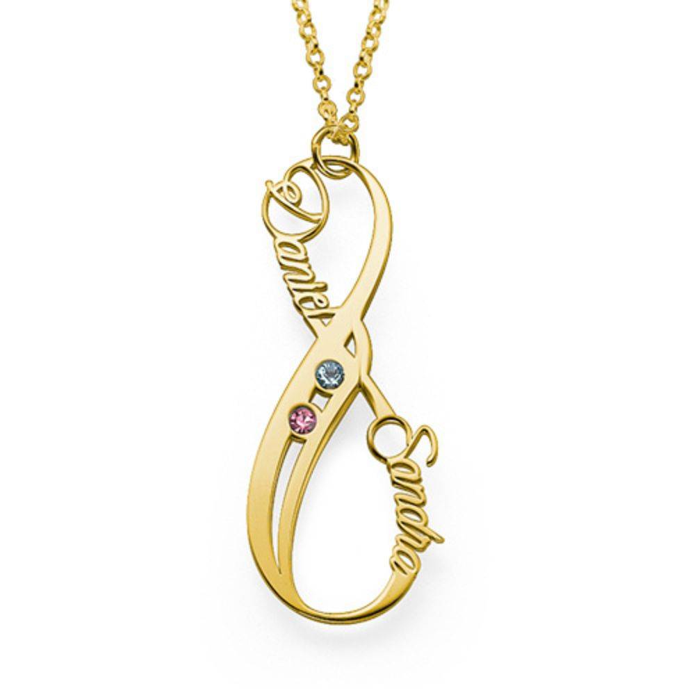Collar Infinito con Nombre Vertical con Piedra de la fortuna Chapado en Oro foto de producto