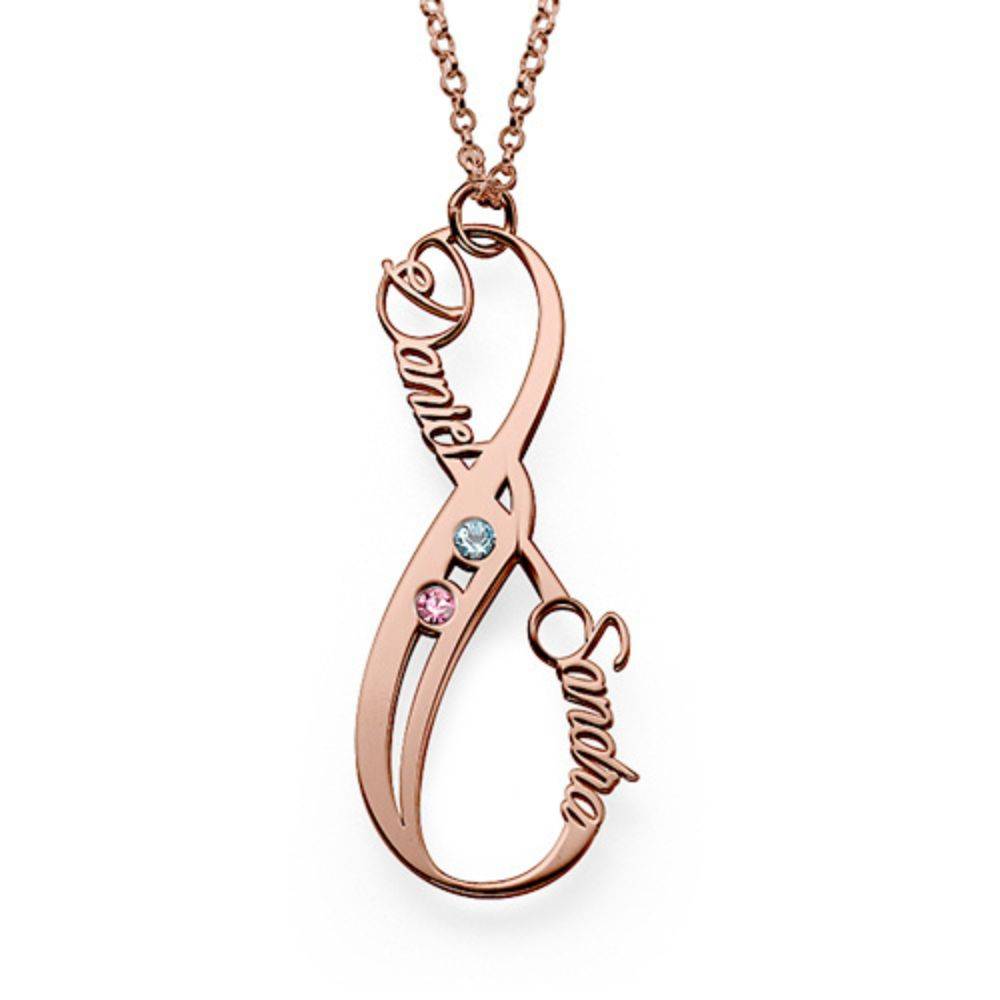 Vertical Infinity Name Necklace with Birthstones with in 18ct Rose Gold Plating-1 product photo