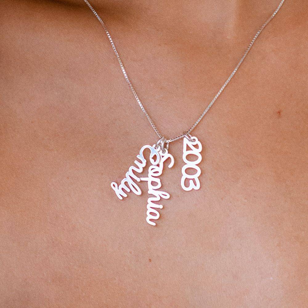 Vertical Name Necklace in Cursive in Sterling Silver-6 product photo