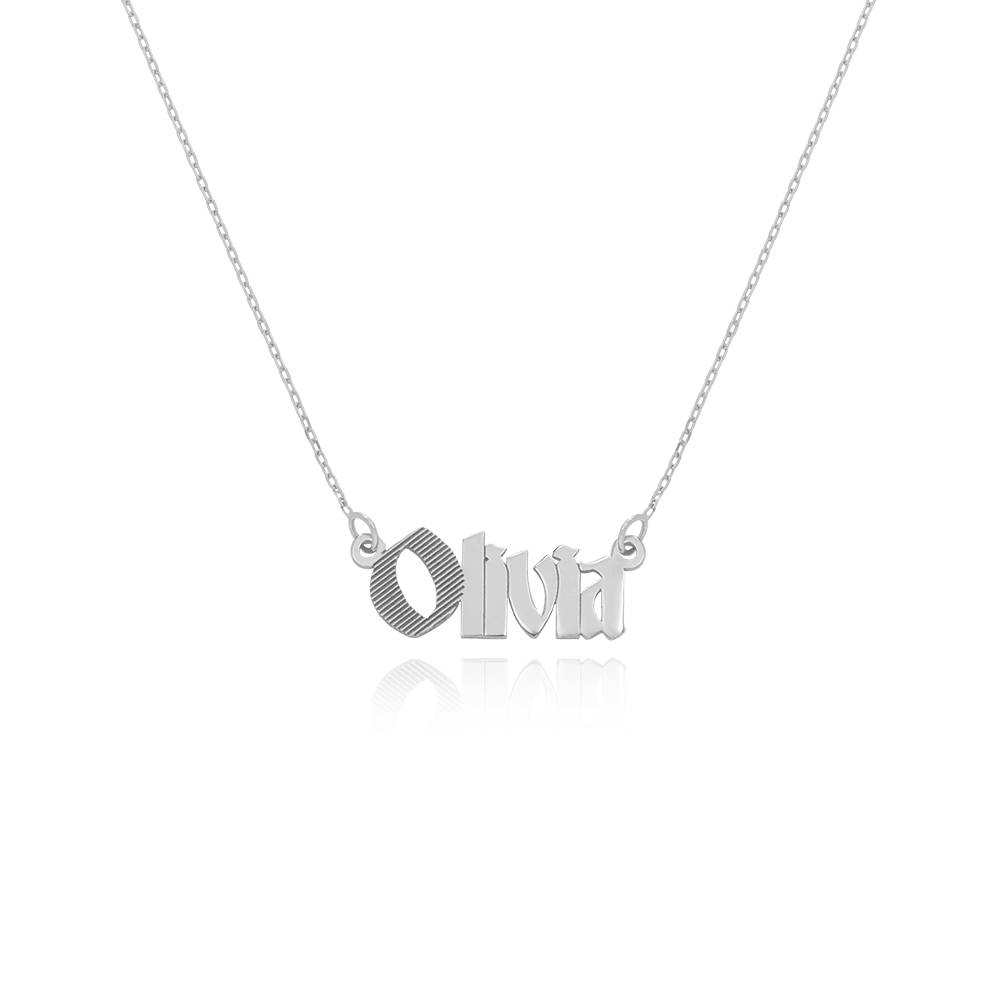 Wednesday Textured Gothic Name Necklace in Sterling Silver product photo