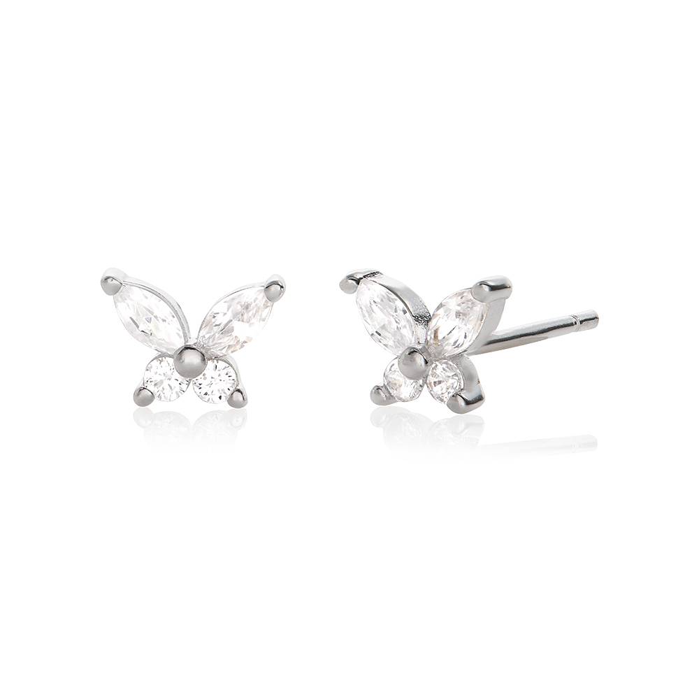 Whimsical Butterfly Stud Earrings with Cubic Zirconia in Sterling product photo