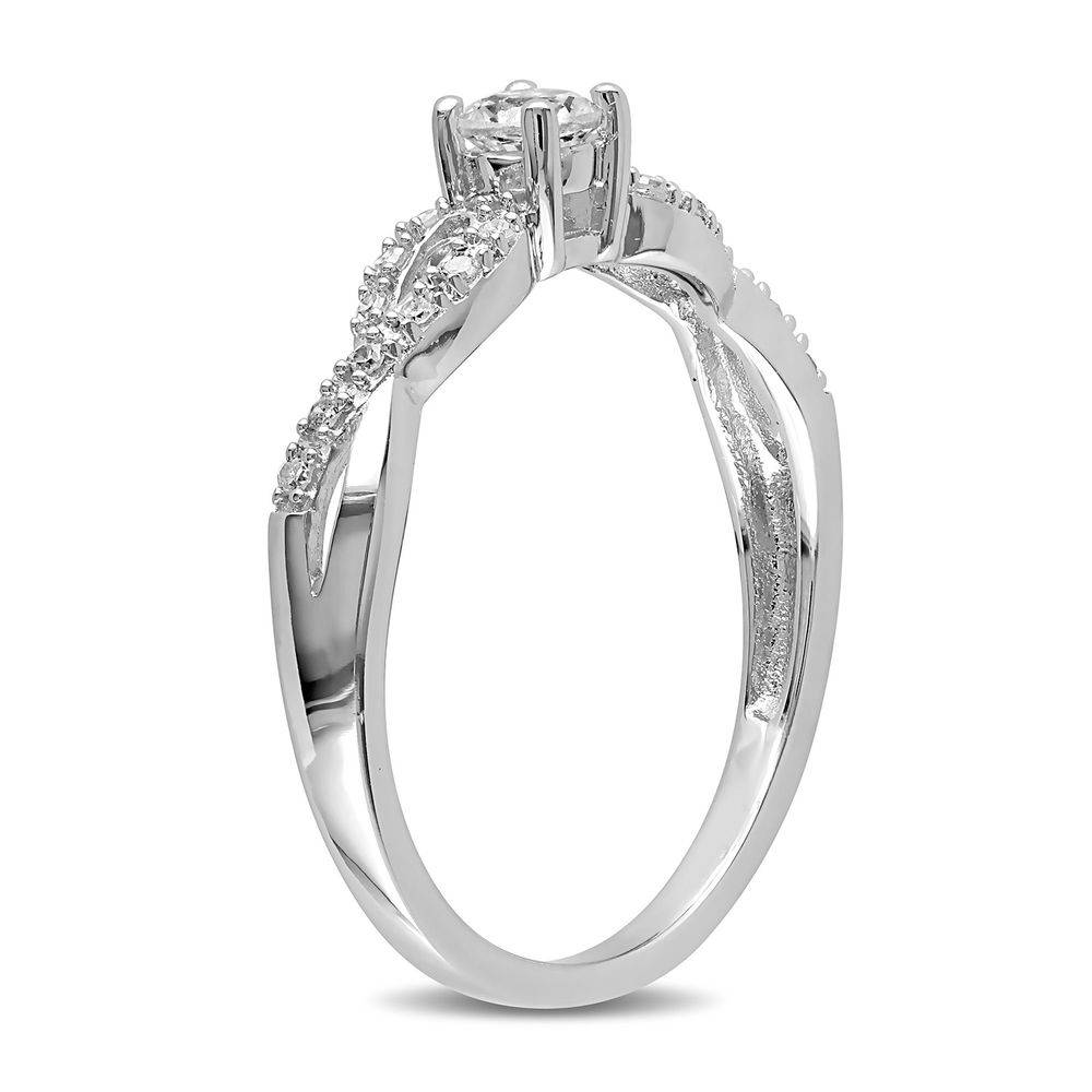 1/10 C.T T.W. Diamond and 1/4 C.T T.G.W. Lab-grown White Sapphire Ring in Sterling Silver product photo