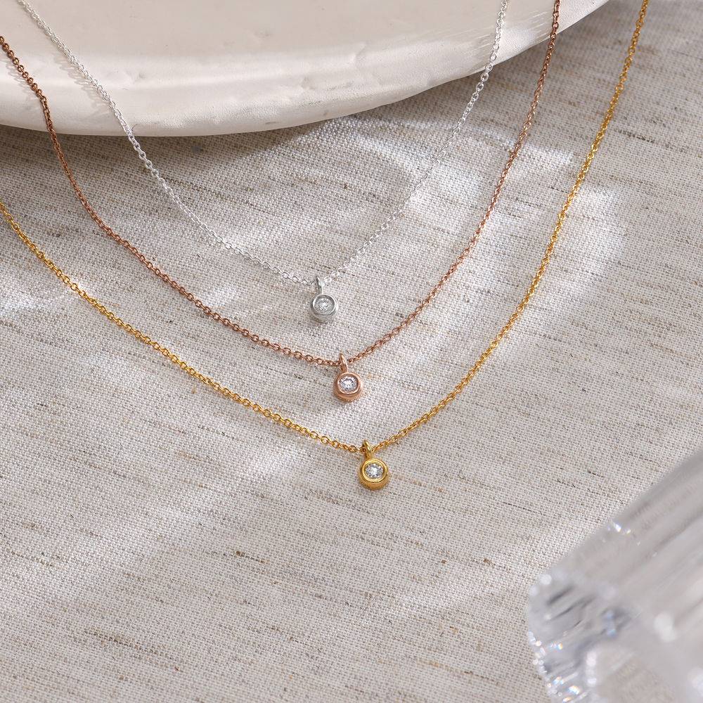 Solitaire Diamond Necklace with 0.10ct Diamond in 18ct Gold Plating-5 product photo