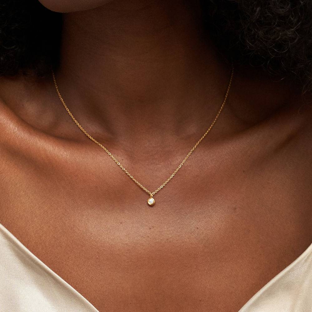 Solitaire halskæde Guld Vermeil med Diamant-2 produkt billede
