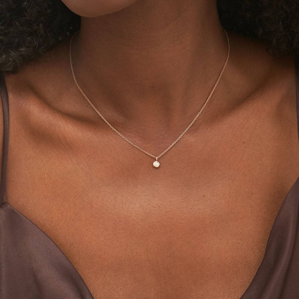 Collana di diamanti "Solitaire" in placcatura in oro rosa-2 foto del prodotto