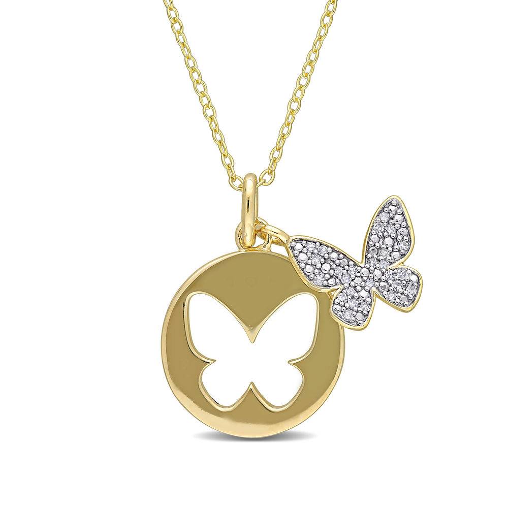 Lab Grown Diamond Butterfly Necklace in Gold Plated Sterling Silver product photo